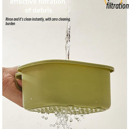 Kitchen Sink Strainer Basket, Faucet Hanging Strainer, Multi-Functional Food Colander,Press Automatic Dumping Kitchen Draining Basket, Easy Drain Filter with Bottom Release (White)