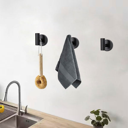 TocTen 3-PACK Wall-Mounted 304 Stainless Steel Towel/Coat Hook, Matte Black