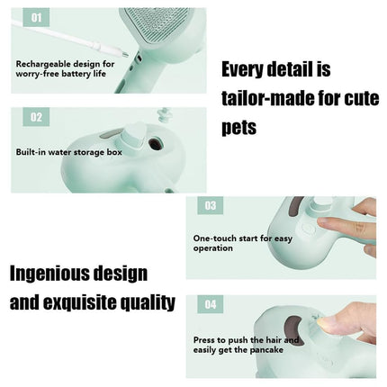 Fresh Fur Shower Brush, Freshfur Shower Brush Bathing Solution, 3 in 1 Pet Spray Hair Removal Comb for Shedding & Grooming for Dogs and Long Short Haired Cats, Release Button (Pink)