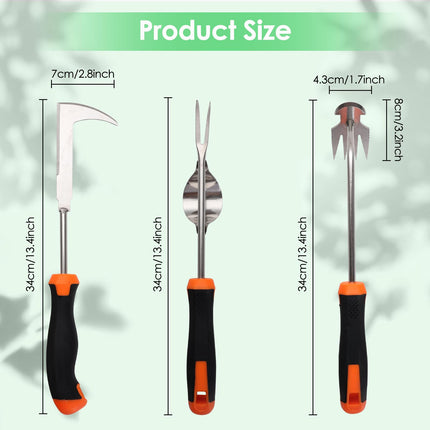 Foyucool 3 Pack Weed Puller with Rubber Handle, Crack Weeder Crevice Weeding Tool, Stainless Steel L-Shaped Hand Weeder Tool, Portable Manual Weed Puller Tool for Garden Patio Lawn Planting & Weeding
