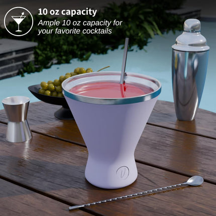 VAANSHIE Premium Vacuum Insulated Stainless Steel 10oz Martini/Cocktail Glass, Lilac
