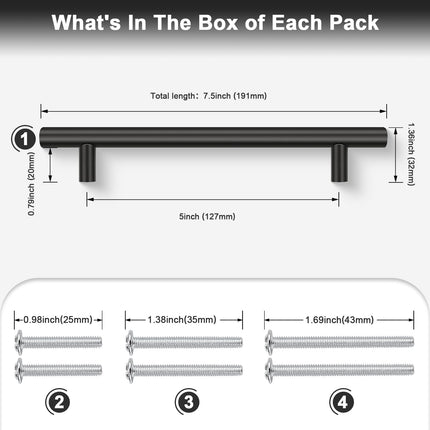 IAQWE 25 Pack 128mm Matte Black Cabinet Euro Style Drawer Handles, CAFBAIAQ45BK