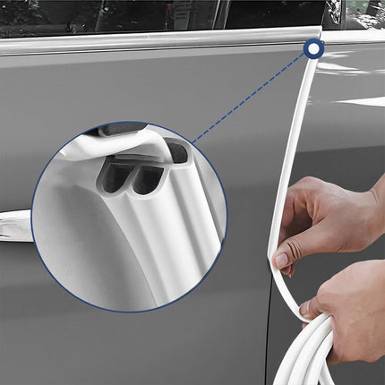 TSUGAMI Universal for SUV Sedan Truck 32.8ft Rubber 2 In 1 Self Adhesive Soundproofing Anti-Collision Weather Car Door Seal Strip Edge Protector, White
