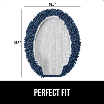 GORILLA GRIP 19.5x18.5 Shag Chenille Bathroom Toilet Lid Cover, Ultra Soft Plush, Fits Standard Toilet Lids, Navy Blue