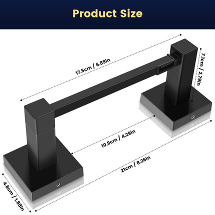 DEGULAS Toilet Paper Holder, Matte Black Stainless Steel Toilet Roll Holder, Wall Mounted Double Post Pivoting Modern Tissue Dispenser for Bathroom, Kitchen, RV