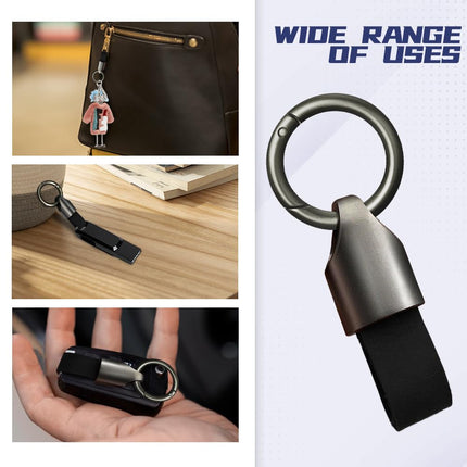 Wedcool  Universal Leather Car Key Fob Keychains with Quick-Release Elastic Clasp, BLACK