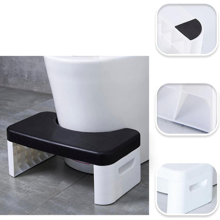 Portable Non-Slip Plastic Toilet / Squat Stool for All Ages, Foot Assistance, Black