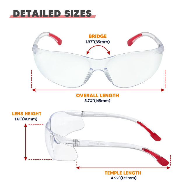 24 Pack Clear Safety Glasses, Protective Eyewear UV Protection & ANSI Z87.1, Safety Goggles Scratch & Impact Resistant Eye Protection for Men & Women - Ideal for Construction, Shooting, Lab Work