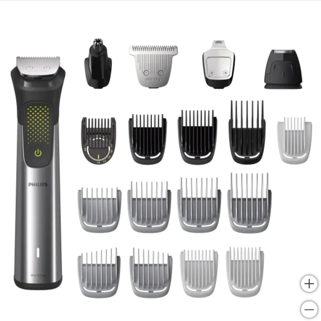 Philips Series 9000 All-In-One Trimmer - 22 piece Men's Grooming Kit for beard, body, face, nose, ear hair trimmer w/premium travel bag, MG9560/28