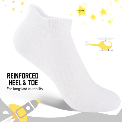 Comfoex 16 Pairs Boys Girls Socks Ankle Low Cut Athletic Cushioned Socks For Kids 4-6 6-8 8-10 Years Old