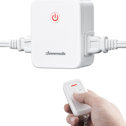 DEWENWILS Indoor Remote Control Outlet, Wireless Remote Light Switch with 2 Side Outlets, No Interference Remote Outlet Switch, 15A/1875W, 100ft RF Range, HRS101H