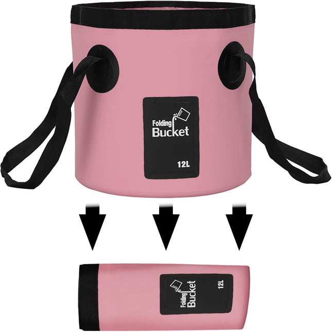 Multifunctional Portable Collapsible 12L Water Storage Container, PINK