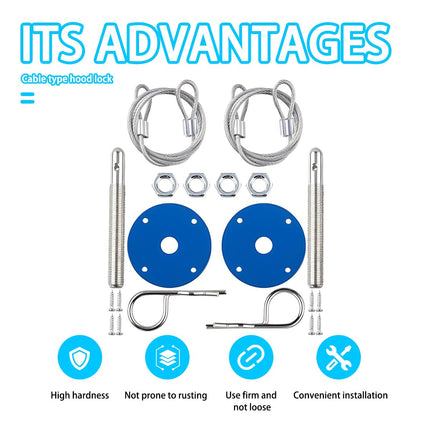 TSUGAMI Car Hood Pins Kit, Stainless Steel Engine Hood Pin Plate Bonnet Lock Clip Set for Reducing Shaking, Automotive Exterior Modification Accessories, Universal for Trailer, Truck, SUV