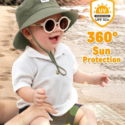 FURTALK 2PACK Baby Sun Hat Smile Face Toddler Bucket Hat UPF 50+ Boys Girls 0-5Y