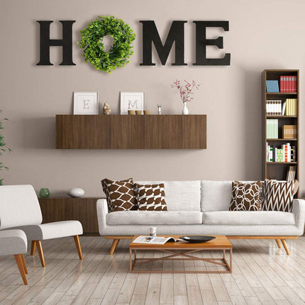 Darhoo Home Sign Wall Decor, Farmhouse Wooden Letters for Wall, Rustic Wooden Home Sign with Wreath, Large Wall Hanging Decor for Living Room, House, Entry Way, Kitchen (Black)