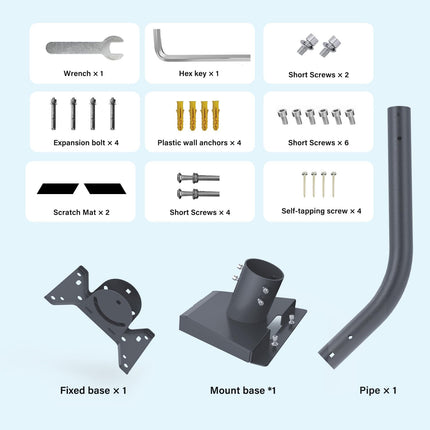 Starlink Mounting Kit,Mounting Kit with Starlink Pipe Adapter,Starlink Mini Wall Mount,Starlink Mini Vertical Rod Mount,for Starlink Mini Devices(Gray)