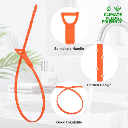 FORLIVER 3-PACK Reusable 25" Hair Clog Remover Unblocker Drain Snake for Shower, Kitchen, Sink, Bathroom, Toilet