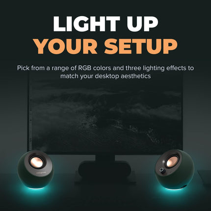 Creative Pebble Pro Minimalist 2.0 USB-C Computer Speakers- Dark Green