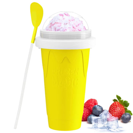 RAUMAXE Slushy Cup, Slushy Maker Cup Slushie Cup Ice Cup Frozen Magic Squeeze Cup Cooling Maker Cup Freeze Mug Milkshake Smoothie Mug (Yellow)