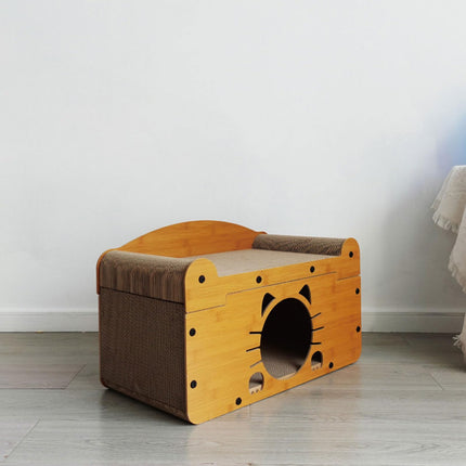 Wood Scratcher Lounger Cartoon Bed Furniture Cartoon Board Comfortable Lounger Toy Cats Nest Nesting Large