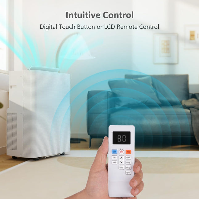 Ukoke USPA0112 4-in-1 12000 BTU Portable Air Conditioner Unit with Cooling, Heating, Dehumidifier & Fan, Remote Control, Window Exhaust Kit, Ideal for Rooms up to 400 Sq. ft, White