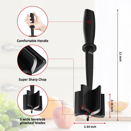 Beprezco Meat Chopper 5 Curve Blades Ground Beef Masher, Heat Resistant Meat Masher Tool for Hamburger Meat, Ground Beef, Turkey, Nylon Hamburger Chopper Utensil