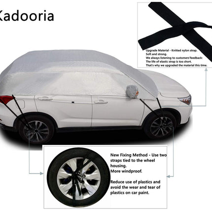 Kadooria 185"-197" Safe View Half Car Cover Top Waterproof/Windproof/Dustproof/Windshield Cover SUV YL)