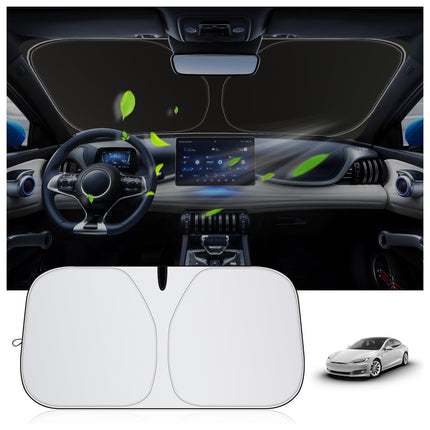 Car Windshield Sun Shade - Thickened Titanium Silver Car Windshield Cover Sun Shade for Sun & Heat Protection - Summer Car Essentials Sunshade for Car Windshield (M: 55.12 * 27.6 inch)