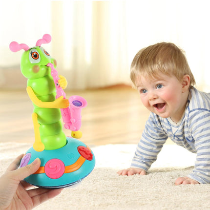 SUPVOX Electric Dancing Caterpillar Musical Toy for Kids, Light up Musical Insect with Saxophone, Interactive Sensory Plaything, Baby Music Toy