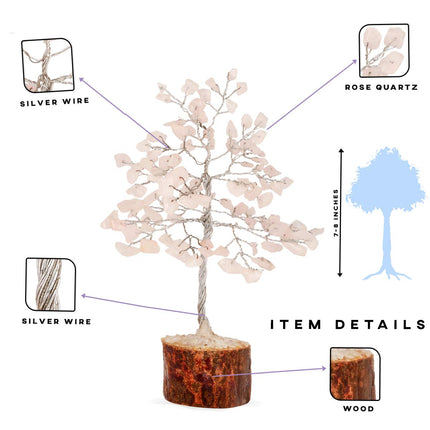 PYOR Rose Quartz Money Tree Crystal Figurine Spiritual Stones Spiritual Crystals Feng Shui Bonsai Crystal Home Office Decor Aura Cleansing Chakra Balancing Prosperity Stone Positive Energy Gift