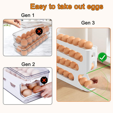 Automatic Rolling Down Egg Storage for Fridge, Egg Holder Organizer, Space Saving Container, Dispenser for Refrigerator, Kitchen- Only for "LARGE" Sized Eggs