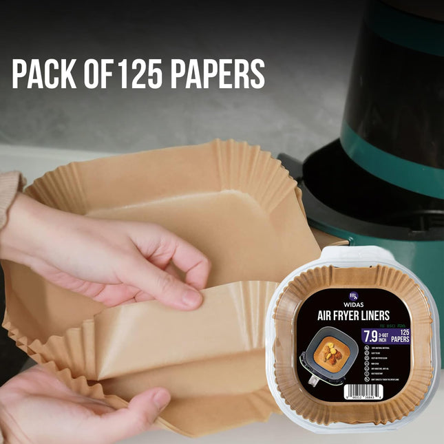 Widas Air Fryer Liners,Disposable Square Food Grade Paper Liners, 7.9 Inch for 3-6QT Air Fryers – Non-Stick, Oil-Resistant, Food-Grade Parchment Baking Paper for Roasting & Microwave Use