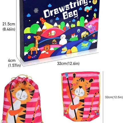 12 PCS Kids Party Favor Bags for Birthday Party Gift Drawstring Goody Package with Cartoon Animal T19