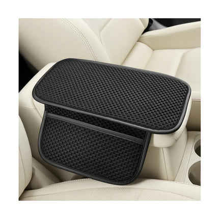 TSUGAMI Universal Fit Car Armrest Seat Box Cover Protector Center Console Cushion Pad with 2 Pocket, Black