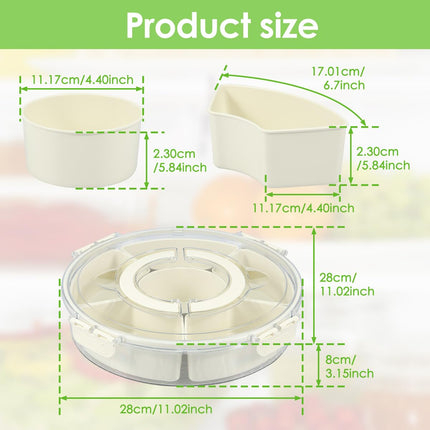 Divided Rotating Serving Tray with Lid and Handle, Container for Fruits Snacks Veggie Charcuterie, Snack Spinner Organizer, Snack Trays Serving Tray with Lid (1)