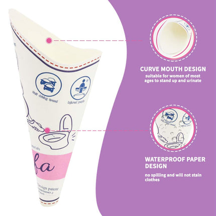 guofa GUOFA Portable Waterproof Disposbable Paper Pee Funnel for Women, Stand Up Pee Cup for Travel, Emergency Use (28)