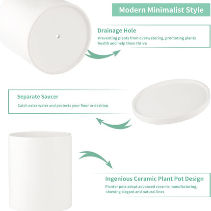 Mozing Ceramic Plant Pots (Small Frosted Surface) 6.89"X8.47"