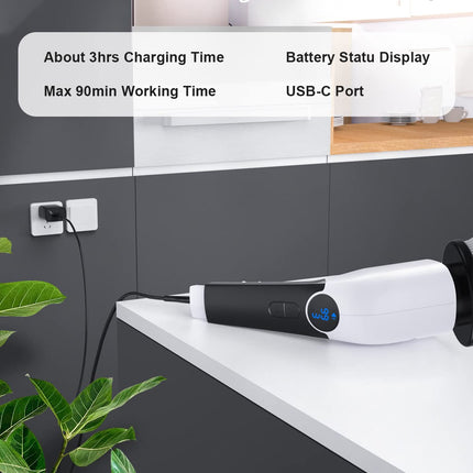 YKYI Electric Cordless Cleaning Spin Scrubber Brush with 8 Replaceable Brush Heads & Adjustable Extension Handle & 3 Rotating Speeds, ANS-8051B