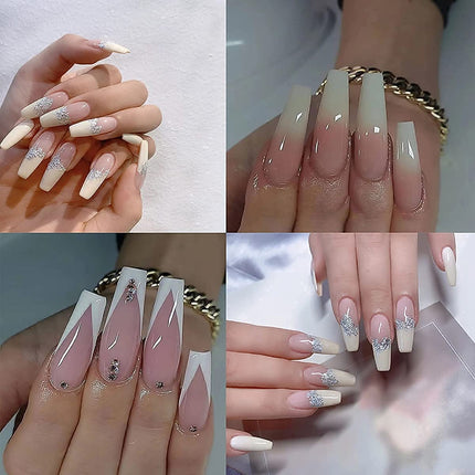 MAGIC ARMOR Coffin Nail Tips Clear nail tips with glue for Press on Nails Ballerina Nails 10 Sizes Full cover fake nails with nail glue nail files nail clippers for DIY Nail Art Extension