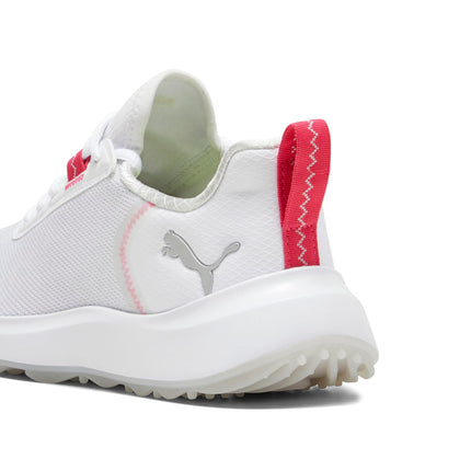 PUMA Golf Unisex-Child Fusion Crush Sport Jr Sneaker, Puma White-Garnet Rose,  Big Kid
