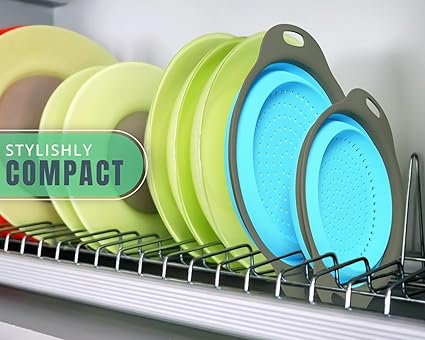 Colander Set - 2 Collapsible Colanders (Strainers) Set by Comfify - Includes 2 Folding Strainers Sizes 8" - 2 Quart and 9.5" - 3 Quart Red or Blue