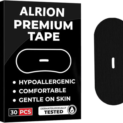 ALRION 30PCS Premium Cotton Sleep Tape with Hole, Hypoallergenic for Sensitive Skin, Painless Removal, Latex Free