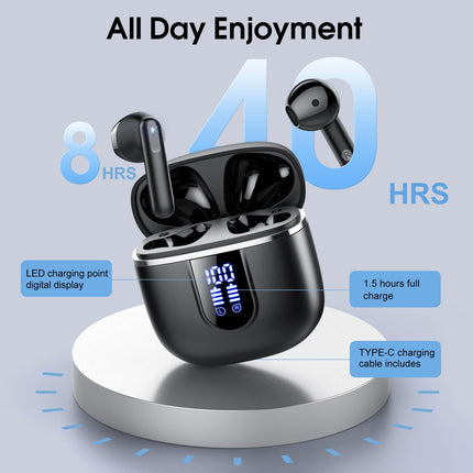 Cillso Wireless Earbuds, Bluetooth Headphones in Ear Buds, 40H HiFi Stereo Bluetooth Earbuds with ENC Noise Cancelling Mics, IP7 Waterproof Earphones