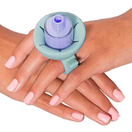 TCBWFY 2 Pack Ring Wearable Anti-Spill Nail Polish Bottle Holder Soft Flexible Silicone, RED & TEAL