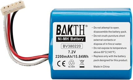 BAKTH Real Capacity 2200mAh 7.2V NiMH Battery Compatible with Braava 380T, Braava 380, Mint Plus 5200, 5200C