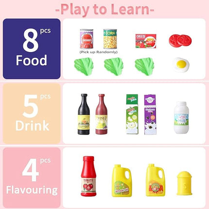 28 PCS Kids Kitchen Toy with Foods,Pretend Cooking Set for Children,Cookware Playset with Pots,Pans,Cooking Utensils and Food Accessories,Educational Gifts T50