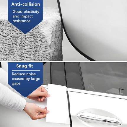 TSUGAMI Universal for SUV Sedan Truck 32.8ft Rubber 2 In 1 Self Adhesive Soundproofing Anti-Collision Weather Car Door Seal Strip Edge Protector, White