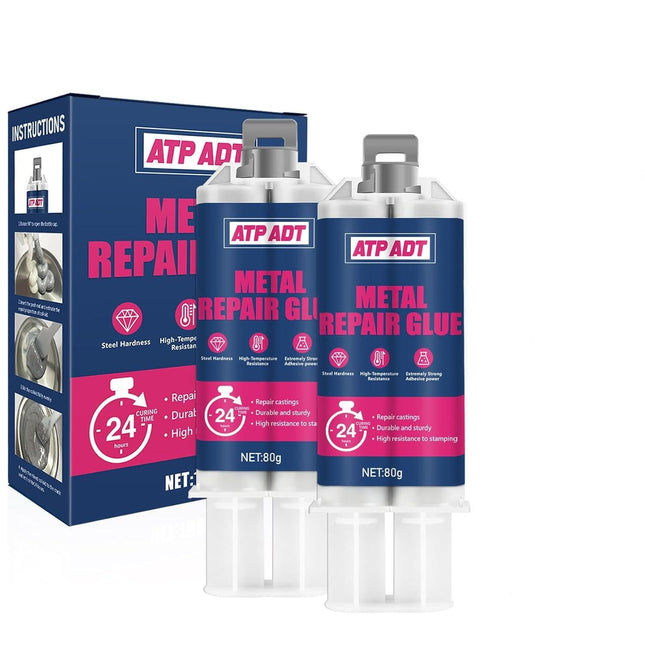 ATP 2-Pack 160g Metal Repair Glue Heavy Duty Epoxy Adhesive for Metal to Metal, Plastics, Stainless Steel, Aluminum Alloy