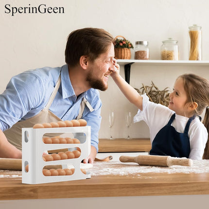 Automatic Rolling Down Egg Storage for Fridge, Egg Holder Organizer, Space Saving Container, Dispenser for Refrigerator, Kitchen- Only for "LARGE" Sized Eggs