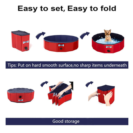 V-HANVER Dog Pool Pets Bathing Tub Plastic Wading Kiddie Pool for Medium and Large Dogs Kids - Portable Foldable Collapsible, 95 X 12 inch